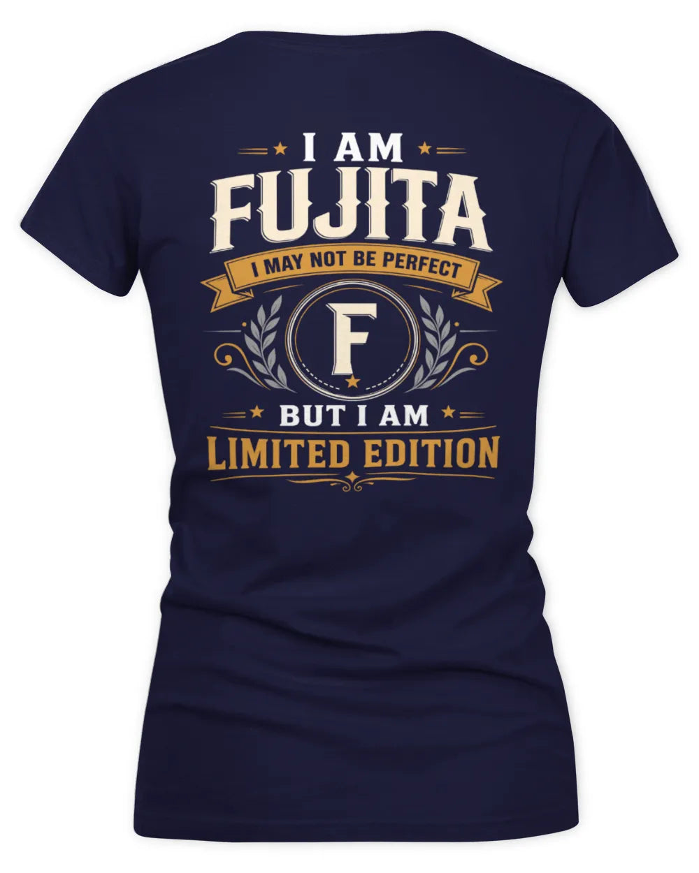 FUJITA KT88-V9 - Personalized “I Am NAME I May Not Be Perfect, But I Am Limited Edition” - Women's V-Neck T-Shirt - Navy