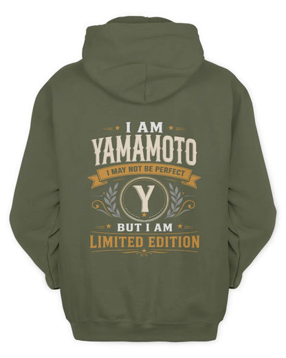 YAMAMOTO KT88-V9 - Personalized “I Am NAME I May Not Be Perfect, But I Am Limited Edition” - Unisex Hoodie - Military Green