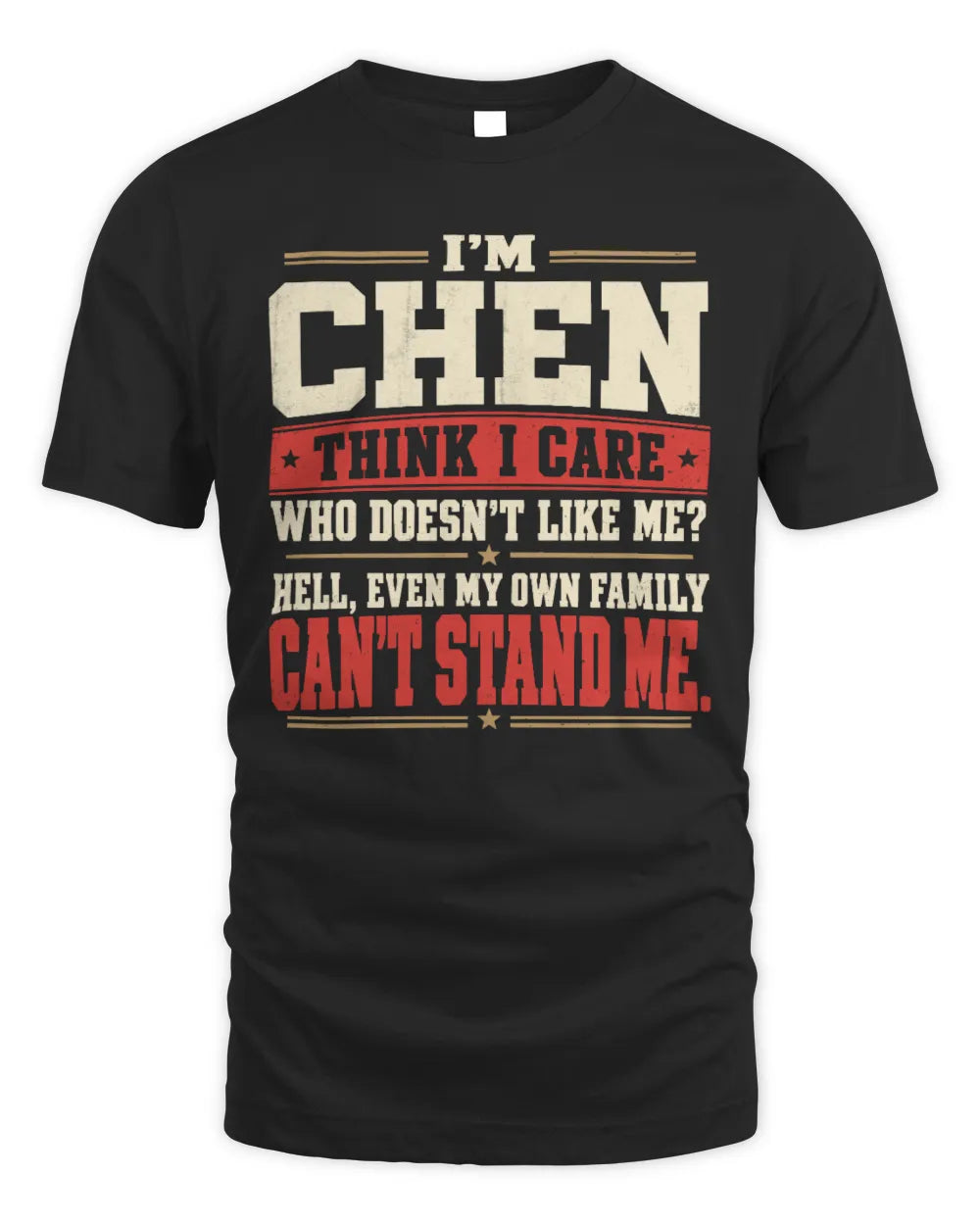 CHEN-KTL06-H009 I’m [NAME] – Think I Care? Personalized Funny T-Shirt - Unisex Standard T-Shirt - Black