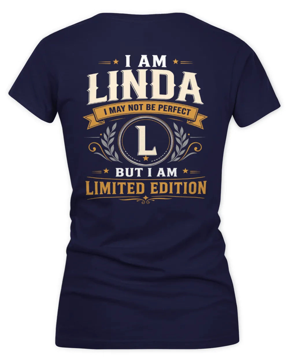 LINDA KT88-V9 - Personalized “I Am NAME I May Not Be Perfect, But I Am Limited Edition” - Women's V-Neck T-Shirt - Navy