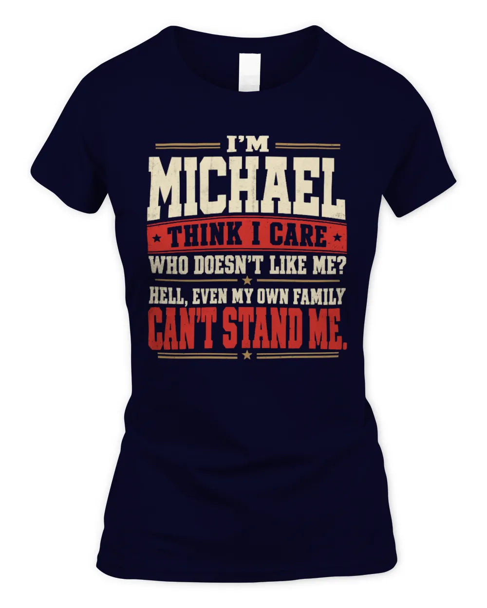 MICHAEL-KTL06-H009 I’m [NAME] – Think I Care? Personalized Funny T-Shirt - Women's Standard T-Shirt - Navy