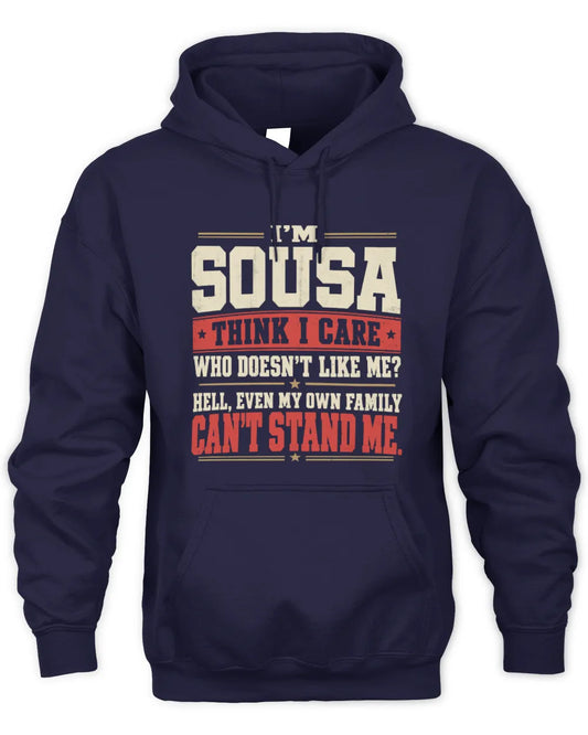SOUSA-KTL06-H009 I’m [NAME] – Think I Care? Personalized Funny T-Shirt - Unisex Hoodie - Navy