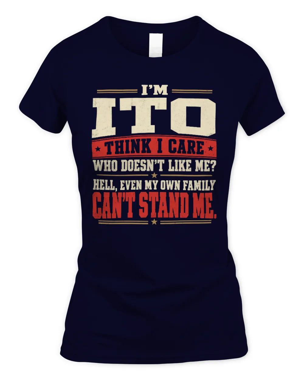 ITO-KTL06-H009 I’m [NAME] – Think I Care? Personalized Funny T-Shirt - Women's Standard T-Shirt - Navy