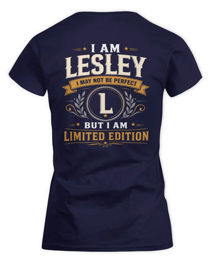 LESLEY KT88-V9 - Personalized “I Am NAME I May Not Be Perfect, But I Am Limited Edition” - Women's Standard T-Shirt - Navy
