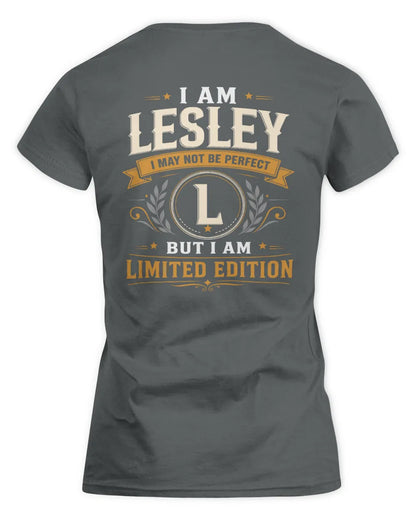LESLEY KT88-V9 - Personalized “I Am NAME I May Not Be Perfect, But I Am Limited Edition” - Women's Standard T-Shirt - Charcoal