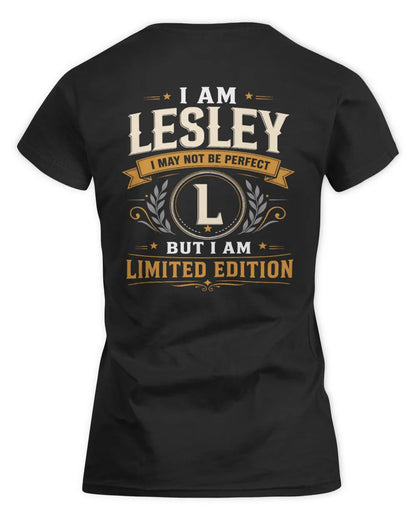 LESLEY KT88-V9 - Personalized “I Am NAME I May Not Be Perfect, But I Am Limited Edition” - Women's Standard T-Shirt - Black