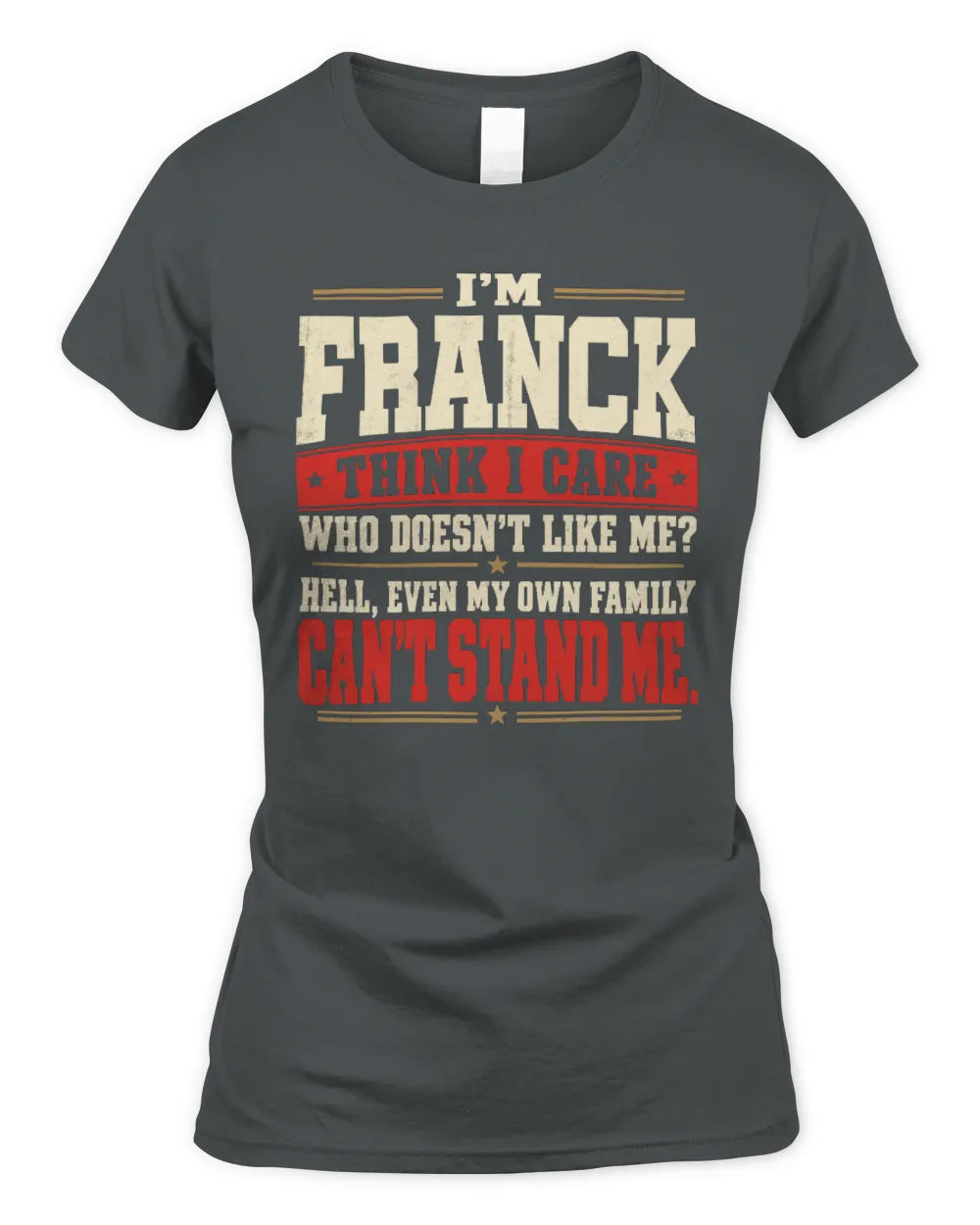 FRANCK-KTL06-H009 I’m [NAME] – Think I Care? Personalized Funny T-Shirt - Women's Standard T-Shirt - Charcoal