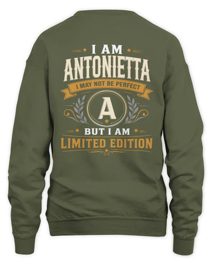 ANTONIETTA KT88-V9 - Personalized “I Am NAME I May Not Be Perfect, But I Am Limited Edition” - Unisex Sweatshirt - Military Green