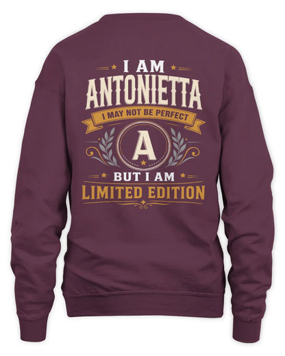 ANTONIETTA KT88-V9 - Personalized “I Am NAME I May Not Be Perfect, But I Am Limited Edition” - Unisex Sweatshirt - Maroon