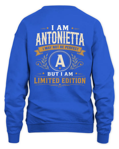 ANTONIETTA KT88-V9 - Personalized “I Am NAME I May Not Be Perfect, But I Am Limited Edition” - Unisex Sweatshirt - Royal