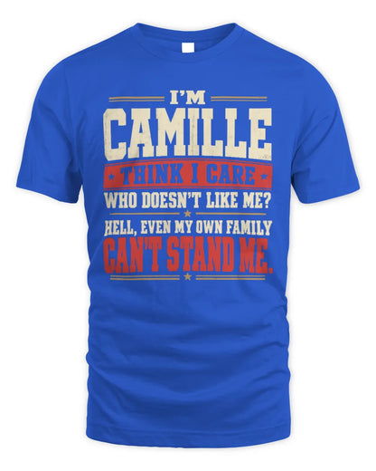 CAMILLE-KTL06-H009 I’m [NAME] – Think I Care? Personalized Funny T-Shirt - Unisex Standard T-Shirt - Royal
