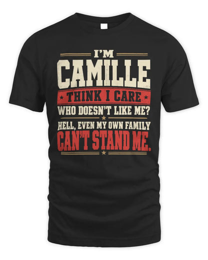 CAMILLE-KTL06-H009 I’m [NAME] – Think I Care? Personalized Funny T-Shirt - Unisex Standard T-Shirt - Black