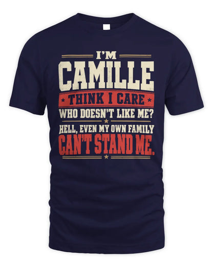 CAMILLE-KTL06-H009 I’m [NAME] – Think I Care? Personalized Funny T-Shirt - Unisex Standard T-Shirt - Navy