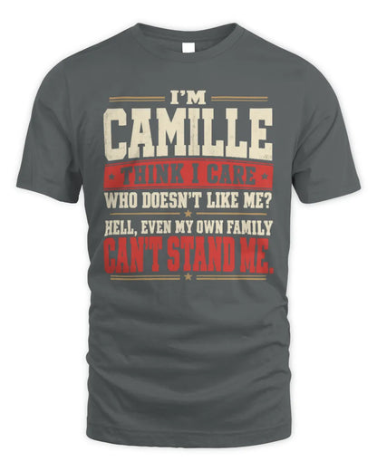 CAMILLE-KTL06-H009 I’m [NAME] – Think I Care? Personalized Funny T-Shirt - Unisex Standard T-Shirt - Charcoal