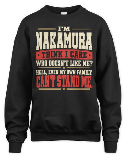 NAKAMURA-KTL06-H009 I’m [NAME] – Think I Care? Personalized Funny T-Shirt - Unisex Sweatshirt - Black
