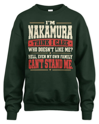 NAKAMURA-KTL06-H009 I’m [NAME] – Think I Care? Personalized Funny T-Shirt - Unisex Sweatshirt - Forest Green