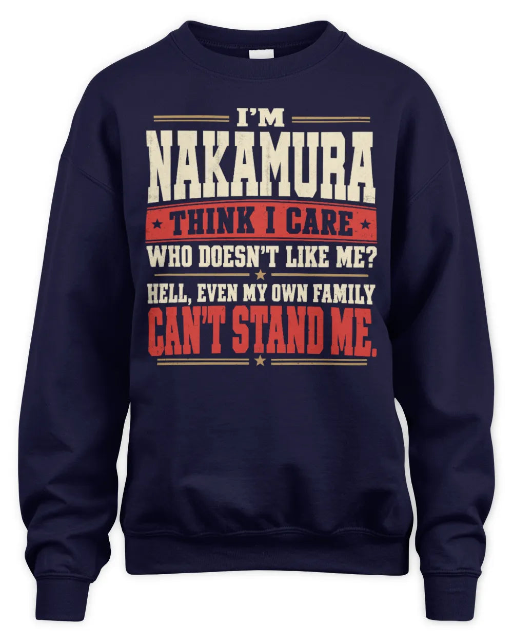 NAKAMURA-KTL06-H009 I’m [NAME] – Think I Care? Personalized Funny T-Shirt - Unisex Sweatshirt - Navy