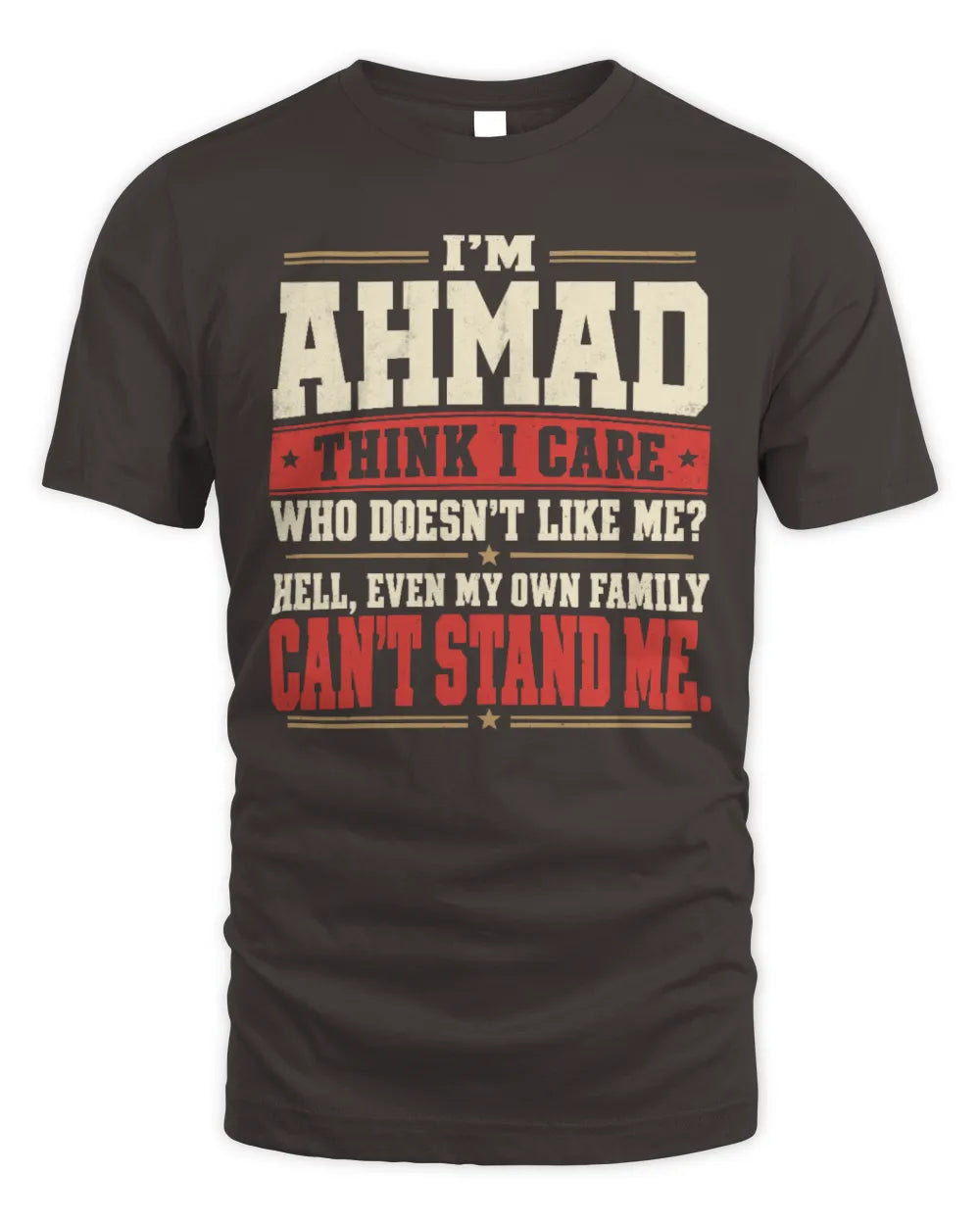 AHMAD-KTL06-H009 I’m [NAME] – Think I Care? Personalized Funny T-Shirt - Unisex Standard T-Shirt - Dark Chocolate