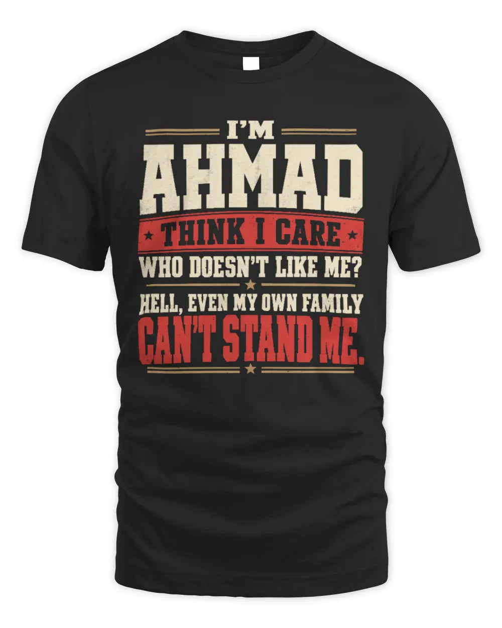 AHMAD-KTL06-H009 I’m [NAME] – Think I Care? Personalized Funny T-Shirt - Unisex Standard T-Shirt - Black