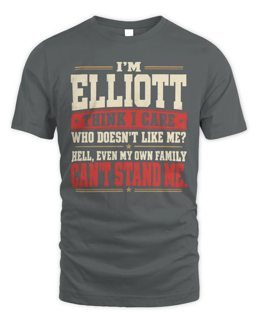 ELLIOTT-KTL06-H009 I’m [NAME] – Think I Care? Personalized Funny T-Shirt - Unisex Standard T-Shirt - Charcoal