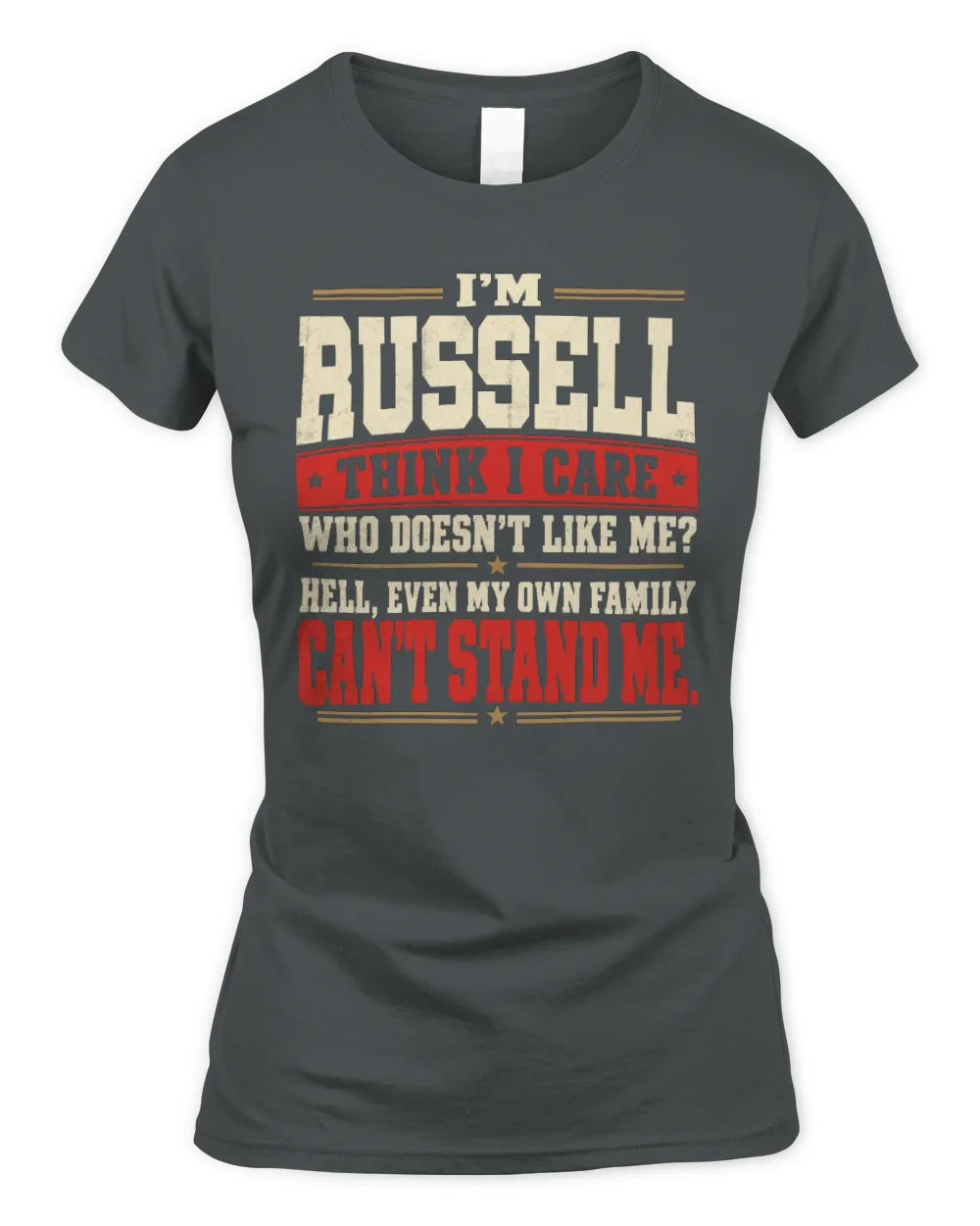 RUSSELL-KTL06-H009 I’m [NAME] – Think I Care? Personalized Funny T-Shirt - Women's Standard T-Shirt - Charcoal