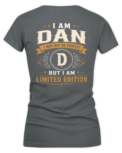 DAN KT88-V9 - Personalized “I Am NAME I May Not Be Perfect, But I Am Limited Edition” - Women's V-Neck T-Shirt - Charcoal