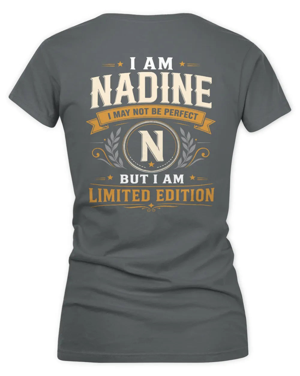 NADINE KT88-V9 - Personalized “I Am NAME I May Not Be Perfect, But I Am Limited Edition” - Women's V-Neck T-Shirt - Charcoal