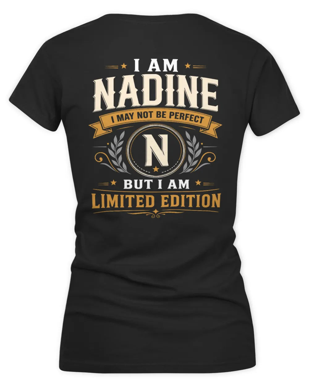 NADINE KT88-V9 - Personalized “I Am NAME I May Not Be Perfect, But I Am Limited Edition” - Women's V-Neck T-Shirt - Black