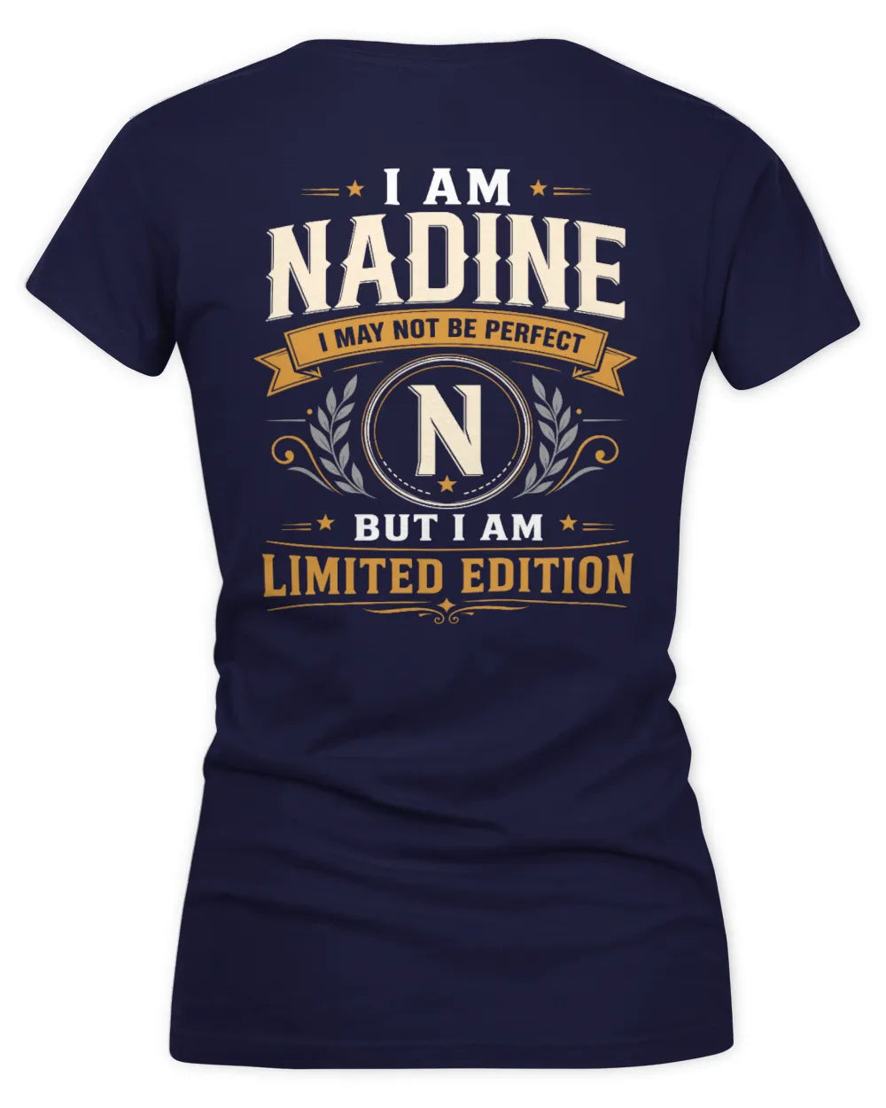 NADINE KT88-V9 - Personalized “I Am NAME I May Not Be Perfect, But I Am Limited Edition” - Women's V-Neck T-Shirt - Navy