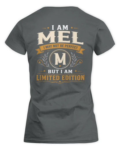 MEL KT88-V9 - Personalized “I Am NAME I May Not Be Perfect, But I Am Limited Edition” - Women's Standard T-Shirt - Charcoal