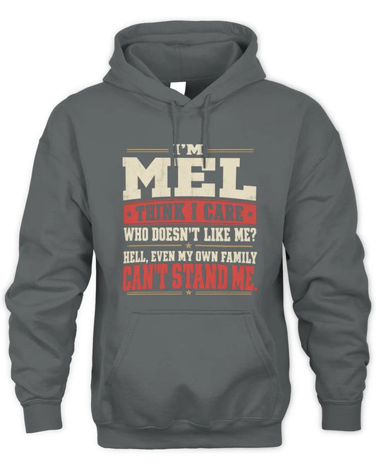 MEL-KTL06-H009 I’m [NAME] – Think I Care? Personalized Funny T-Shirt - Unisex Hoodie - Charcoal