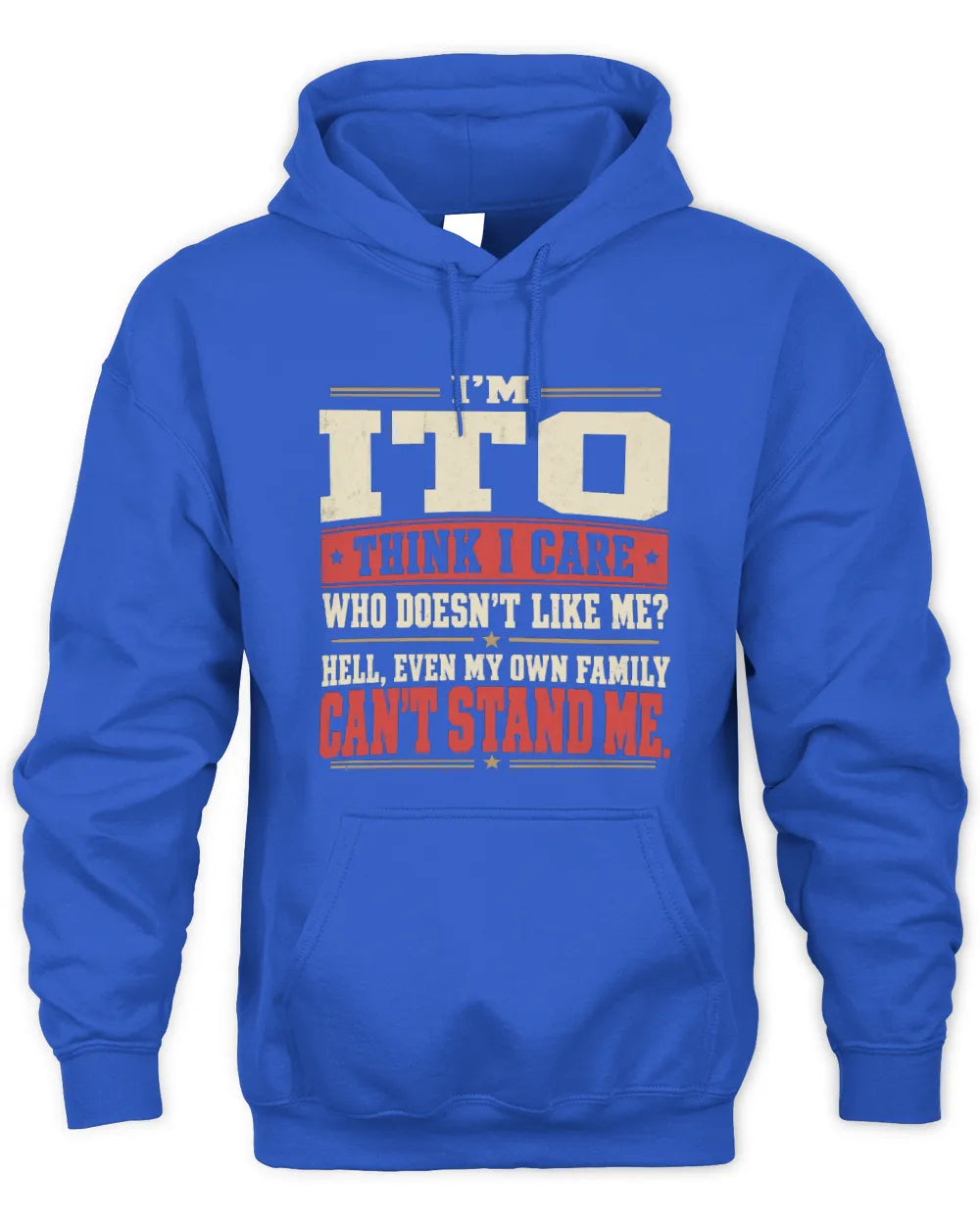 ITO-KTL06-H009 I’m [NAME] – Think I Care? Personalized Funny T-Shirt - Unisex Hoodie - Royal