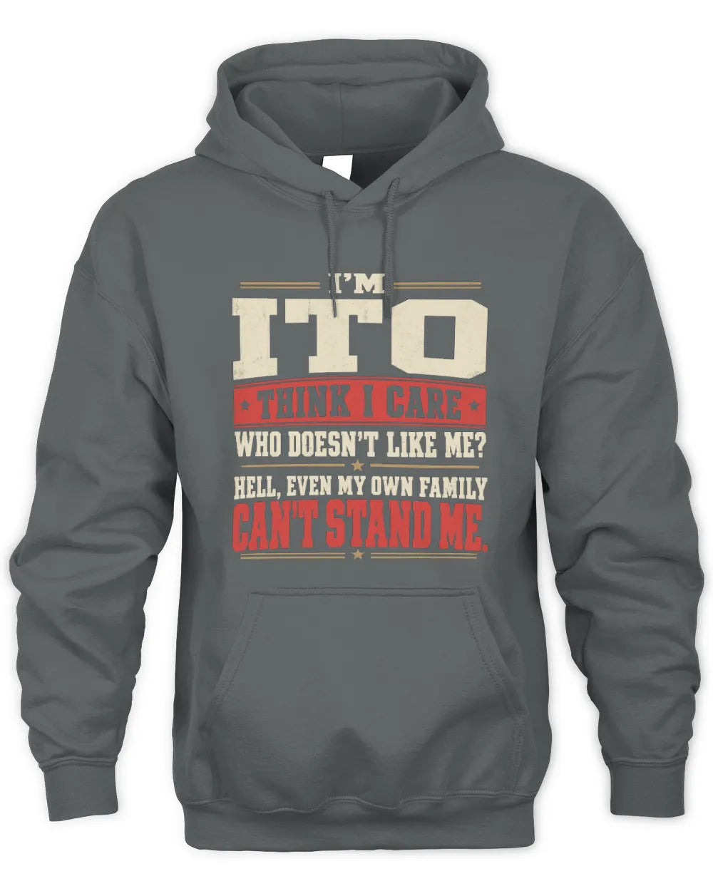 ITO-KTL06-H009 I’m [NAME] – Think I Care? Personalized Funny T-Shirt - Unisex Hoodie - Charcoal