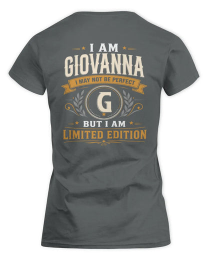 GIOVANNA KT88-V9 - Personalized “I Am NAME I May Not Be Perfect, But I Am Limited Edition” - Women's Standard T-Shirt - Charcoal