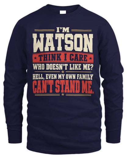 WATSON-KTL06-H009 I’m [NAME] – Think I Care? Personalized Funny T-Shirt - Men's Long Sleeved T-Shirt - Navy