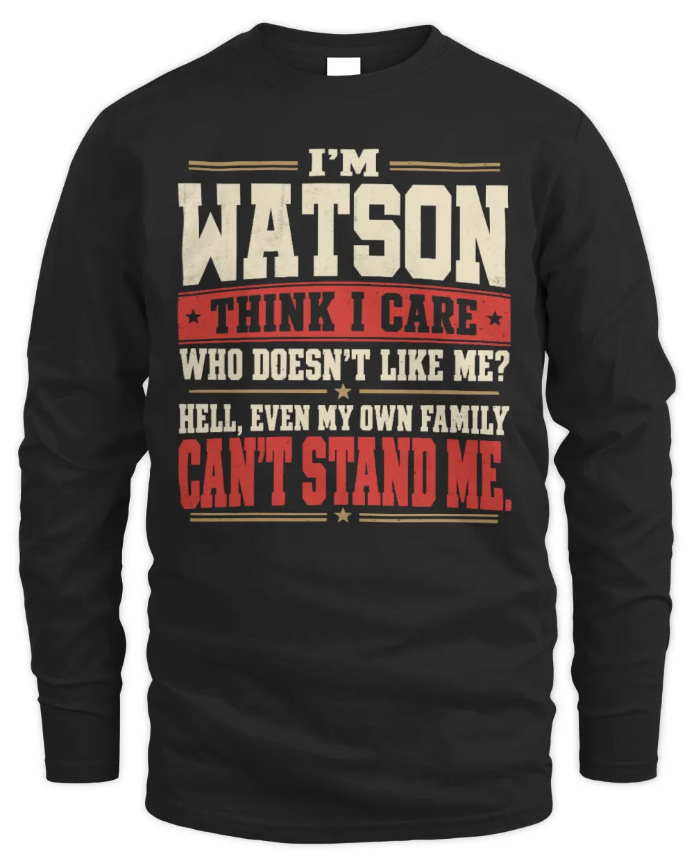 WATSON-KTL06-H009 I’m [NAME] – Think I Care? Personalized Funny T-Shirt - Men's Long Sleeved T-Shirt - Black