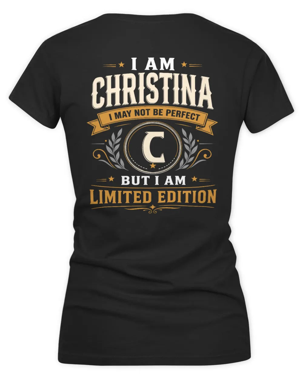 CHRISTINA KT88-V9 - Personalized “I Am NAME I May Not Be Perfect, But I Am Limited Edition” - Women's V-Neck T-Shirt - Black