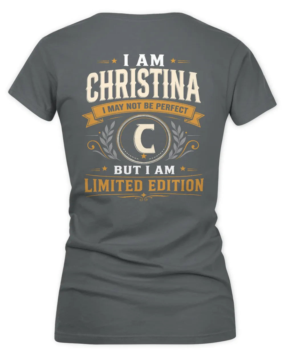 CHRISTINA KT88-V9 - Personalized “I Am NAME I May Not Be Perfect, But I Am Limited Edition” - Women's V-Neck T-Shirt - Charcoal