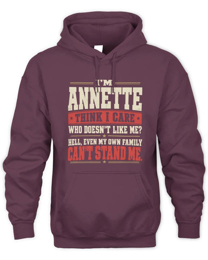ANNETTE-KTL06-H009 I’m [NAME] – Think I Care? Personalized Funny T-Shirt - Unisex Hoodie - Maroon