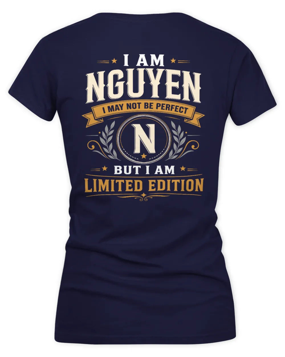 NGUYEN KT88-V9 - Personalized “I Am NAME I May Not Be Perfect, But I Am Limited Edition” - Women's V-Neck T-Shirt - Navy