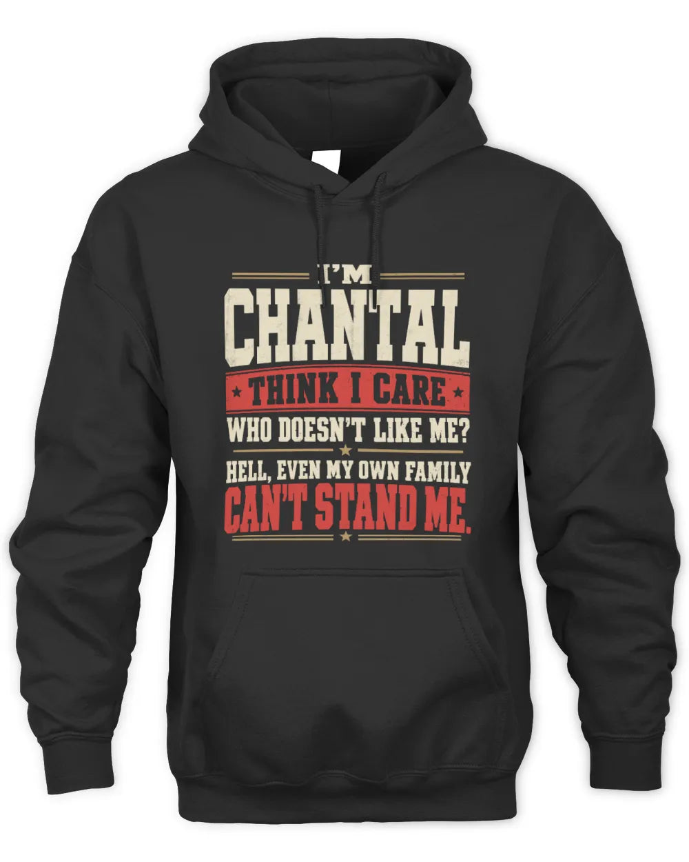 CHANTAL-KTL06-H009 I’m [NAME] – Think I Care? Personalized Funny T-Shirt - Unisex Hoodie - Black