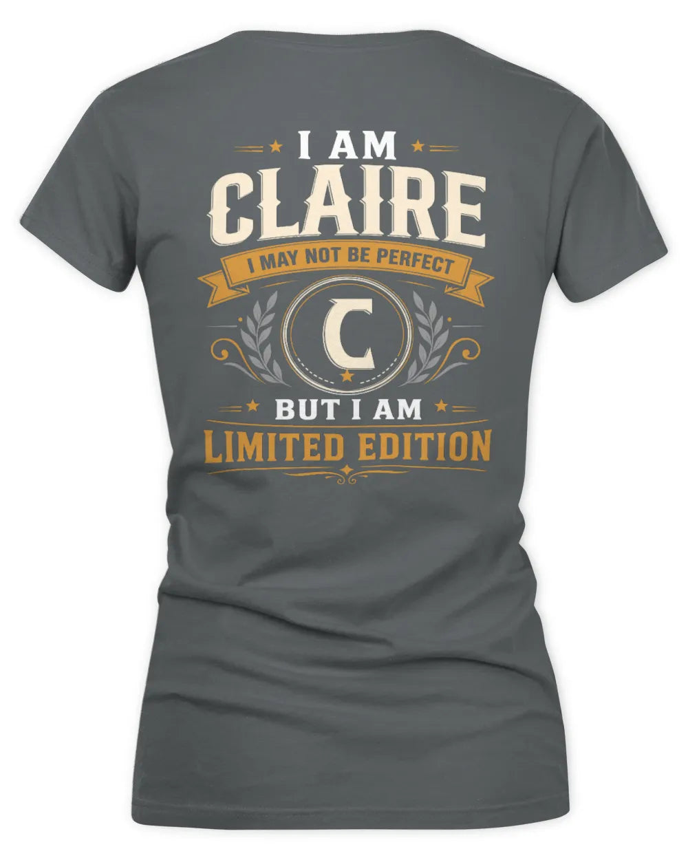 CLAIRE KT88-V9 - Personalized “I Am NAME I May Not Be Perfect, But I Am Limited Edition” - Women's V-Neck T-Shirt - Charcoal