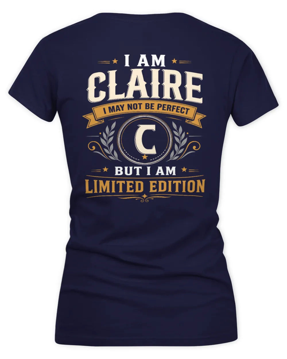 CLAIRE KT88-V9 - Personalized “I Am NAME I May Not Be Perfect, But I Am Limited Edition” - Women's V-Neck T-Shirt - Navy