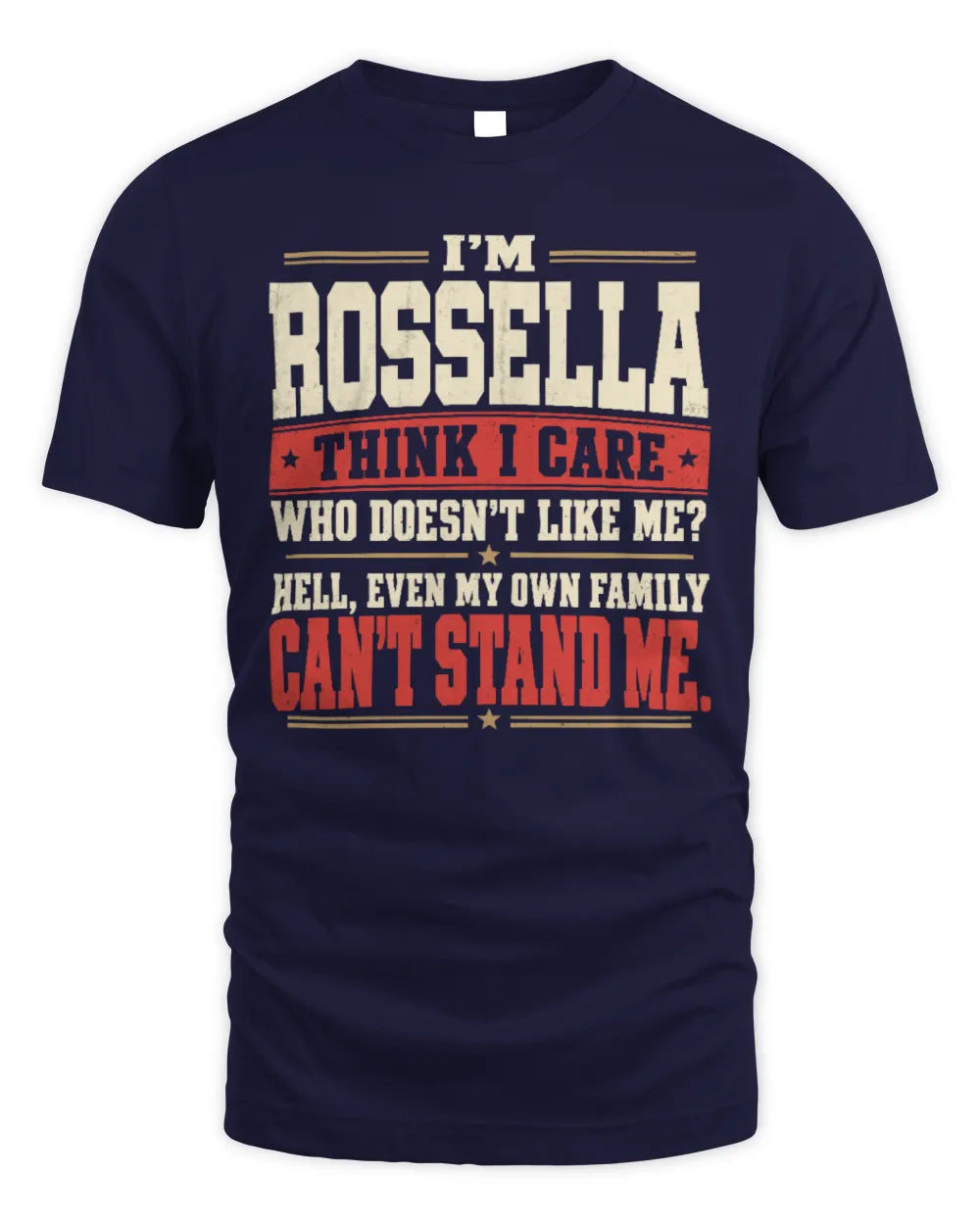 ROSSELLA-KTL06-H009 I’m [NAME] – Think I Care? Personalized Funny T-Shirt - Unisex Standard T-Shirt - Navy