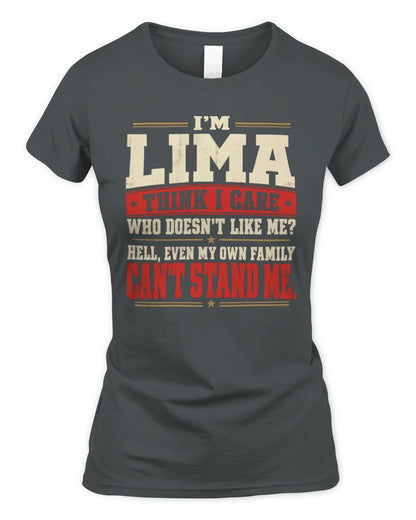 LIMA-KTL06-H009 I’m [NAME] – Think I Care? Personalized Funny T-Shirt - Women's Standard T-Shirt - Charcoal