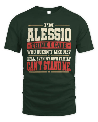 ALESSIO-KTL06-H009 I’m [NAME] – Think I Care? Personalized Funny T-Shirt - Unisex Standard T-Shirt - Forest Green