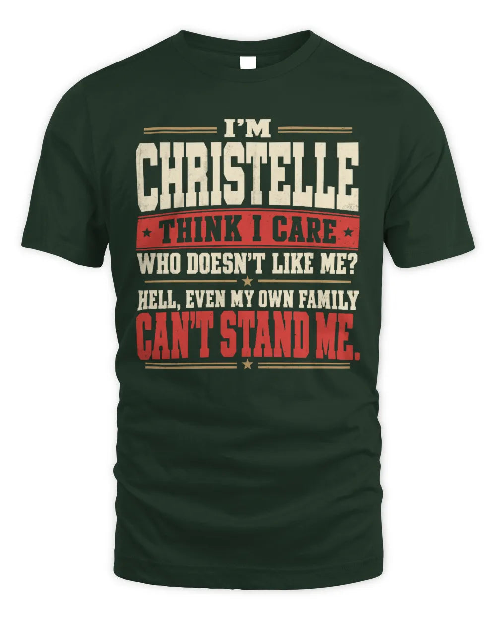 CHRISTELLE-KTL06-H009 I’m [NAME] – Think I Care? Personalized Funny T-Shirt - Unisex Standard T-Shirt - Forest Green