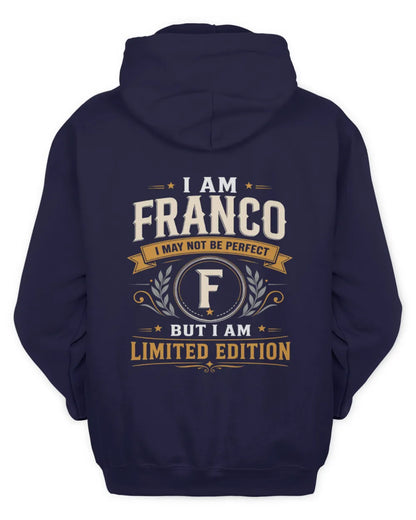 FRANCO KT88-V9 - Personalized “I Am NAME I May Not Be Perfect, But I Am Limited Edition” - Unisex Hoodie - Navy