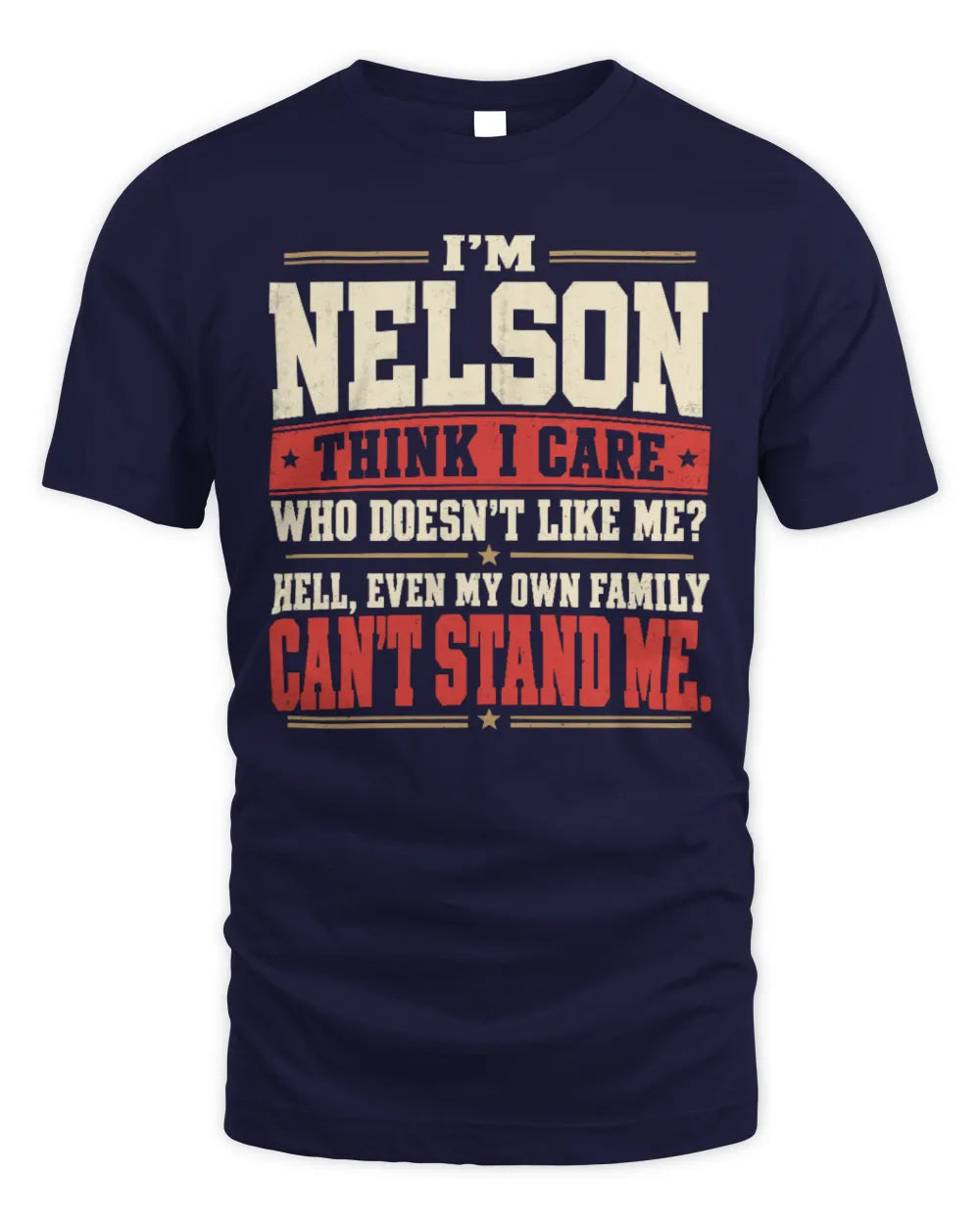 NELSON-KTL06-H009 I’m [NAME] – Think I Care? Personalized Funny T-Shirt - Unisex Standard T-Shirt - Navy