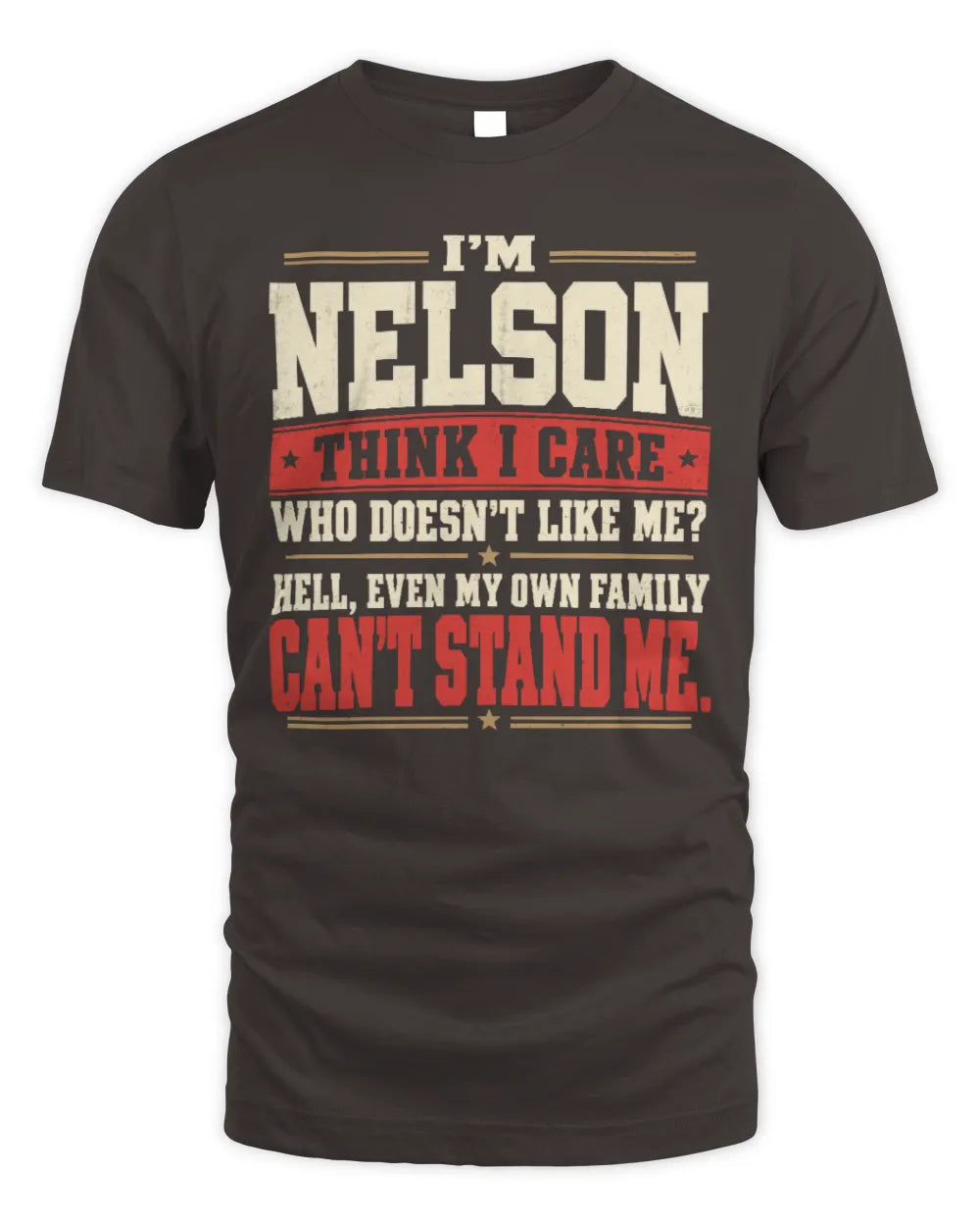 NELSON-KTL06-H009 I’m [NAME] – Think I Care? Personalized Funny T-Shirt - Unisex Standard T-Shirt - Dark Chocolate
